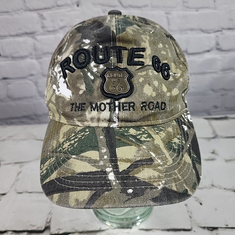Route 66 The Mother Road Camo Hat Adjustable‎ Ball Cap